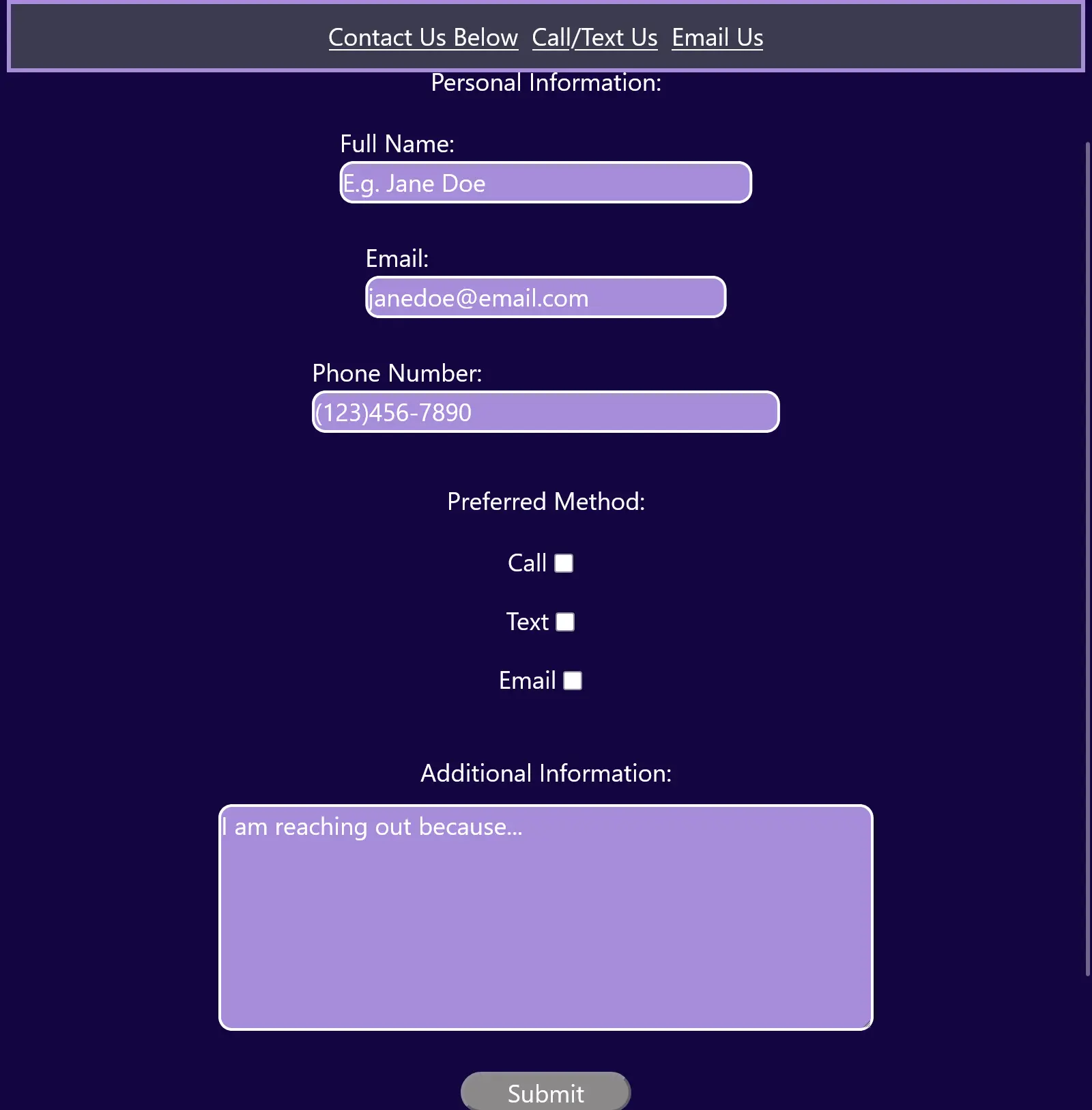 Contact Form Project Screenshot