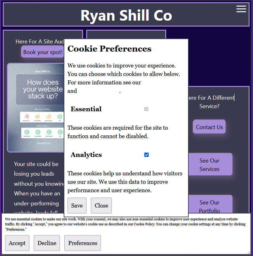 Cookie Consent System Screenshot