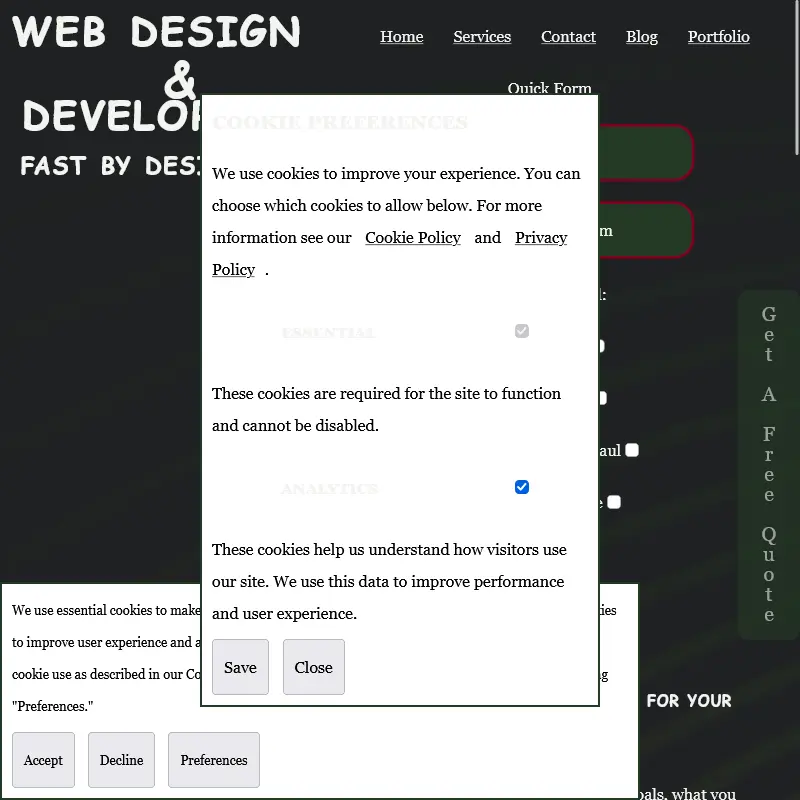 Cookie Consent System Screenshot